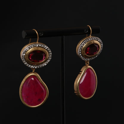 Vintage Natural Stone Statement Earrings Gift Jewelry