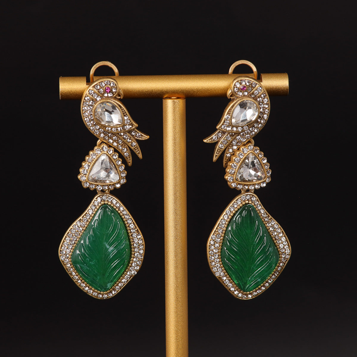 Vintage Leaf Timeless Stone Inlay Earrings for Women