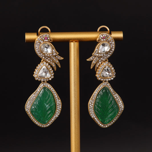 Vintage Leaf Timeless Stone Inlay Earrings for Women