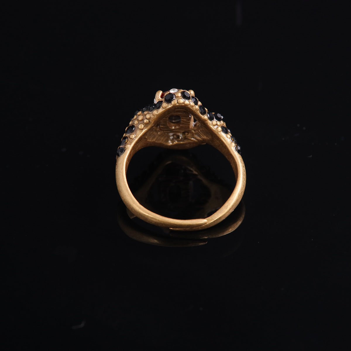 Vintage Crystal Geometric Refined Open Ring Handcrafted Design