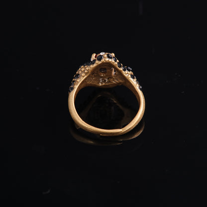 Vintage Crystal Geometric Refined Open Ring Handcrafted Design