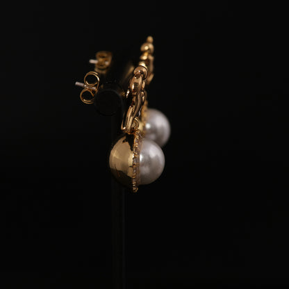 Vintage Pearl Heart Classic Handcrafted Earrings Gift Jewelry