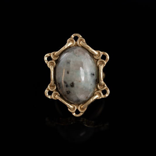 Vintage Natural Stone Geometric Refined Handcrafted Open Ring Gift Jewelry