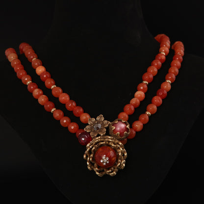 Vintage Agate Floral Statement Handcrafted Necklace for Ladies
