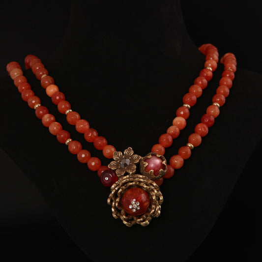 Vintage Agate Floral Statement Handcrafted Necklace for Ladies