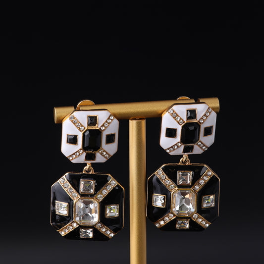 Vintage Enamel Statement Refined Earrings Timeless Style