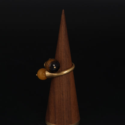 Vintage Agate Geometric Elegant Handcrafted Open Ring Timeless Style