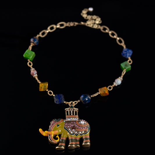 Vintage Natural Stone Statement Necklace Handcrafted Design