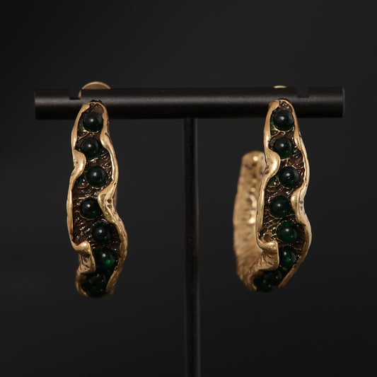 Vintage Agate Classic Stone Inlay Earrings Gift Jewelry