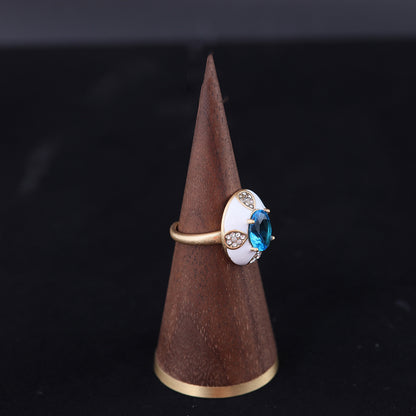Vintage Enamel Geometric Luxury Open Ring