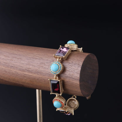 Vintage Geometric Luxury Stone Inlay Bracelet Timeless Style
