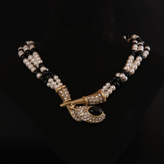 Vintage Pearl Geometric Refined Necklace for Ladies