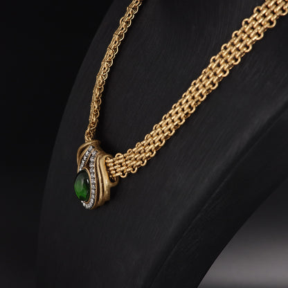 Vintage Glass Artisan Stone Inlay Necklace Gift Jewelry