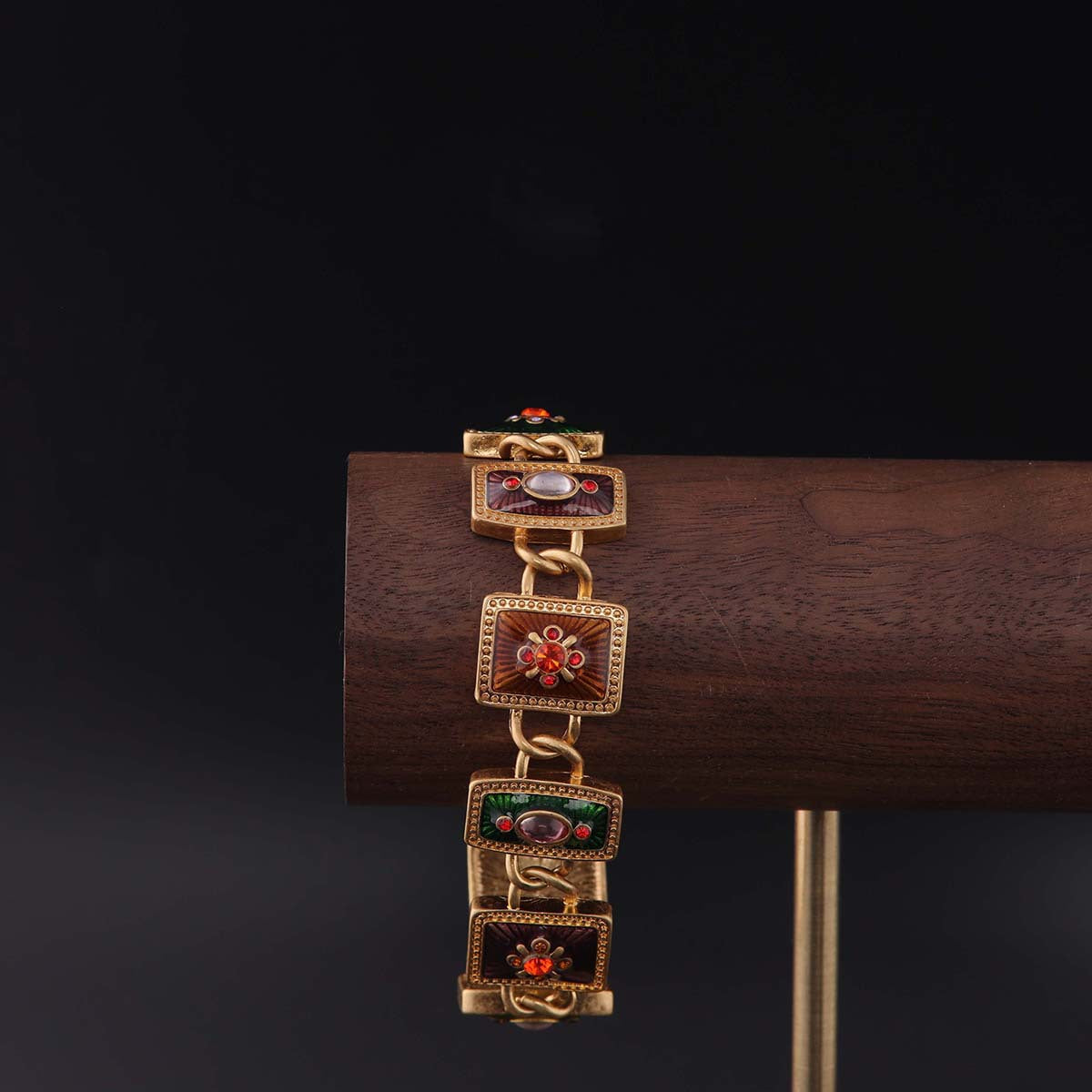 Vintage Enamel Floral Artisan Polished Bracelet for Women