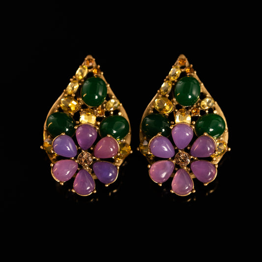 Vintage Natural Stone Floral Chic Earrings for Ladies