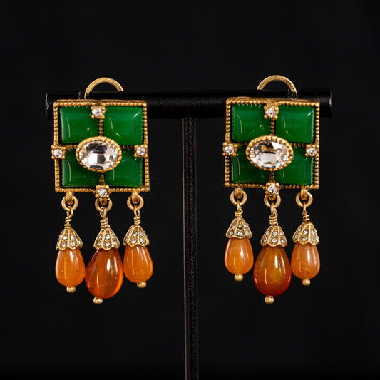Vintage Star Classic Stone Inlay Earrings for Ladies