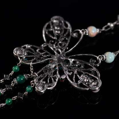 Vintage Natural Stone Butterfly Elegant Necklace Timeless Style