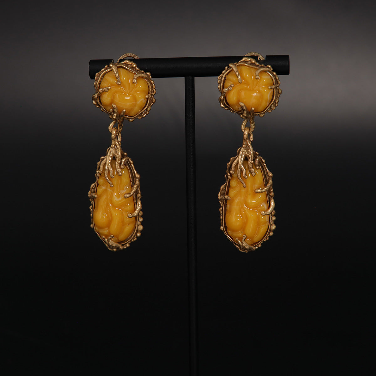 Vintage Statement Stone Inlay Earrings Timeless Style