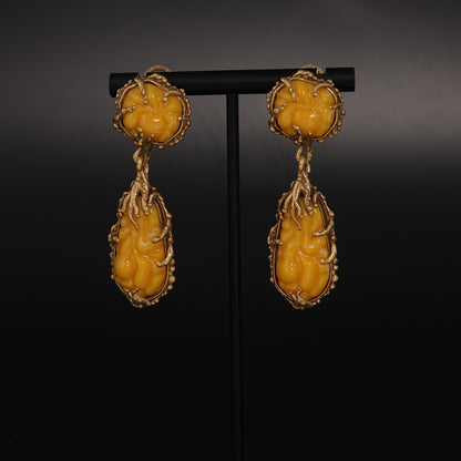 Vintage Statement Stone Inlay Earrings Timeless Style