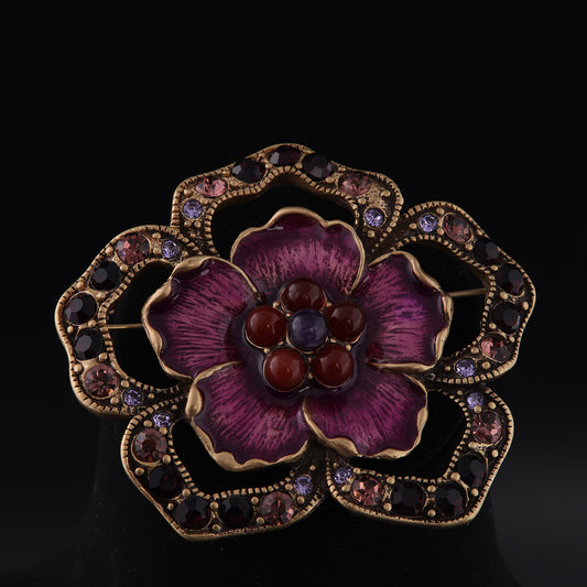 Vintage Enamel Floral Statement Brooches Gift Jewelry