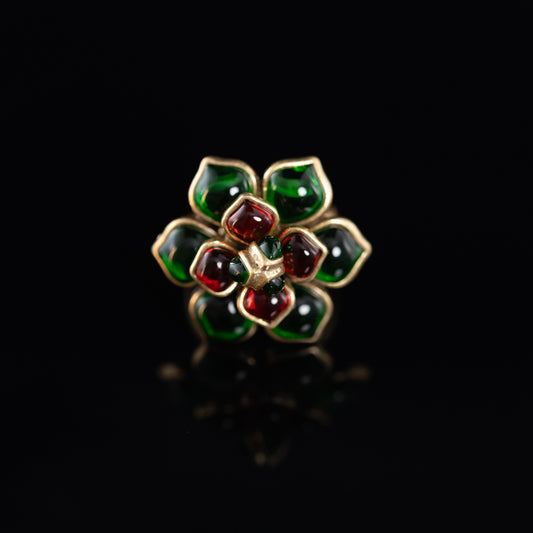 Vintage Natural Stone Floral Elegant Open Ring Gift Jewelry