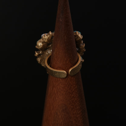 Vintage Pearl Geometric Classic Open Ring Handcrafted Design