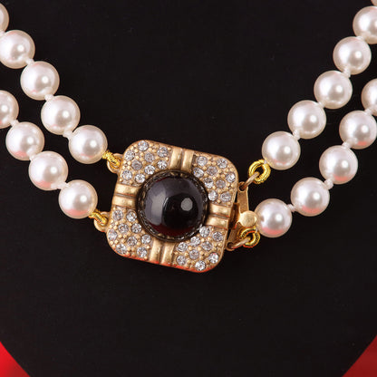 Vintage Pearl Geometric Elegant Polished Necklace Gift Jewelry