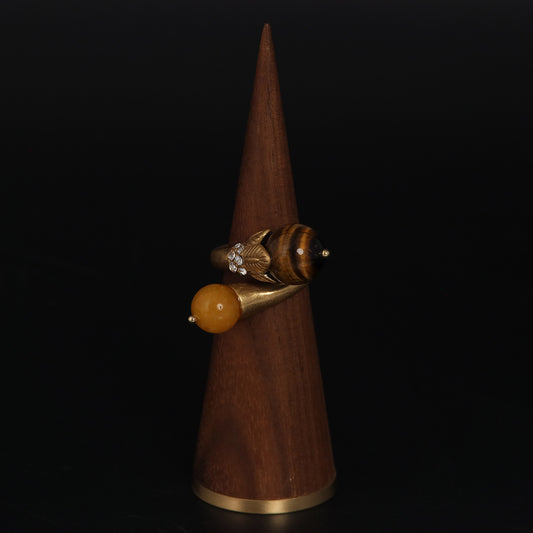 Vintage Agate Geometric Elegant Handcrafted Open Ring Timeless Style