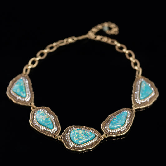 Vintage Refined Stone Inlay Necklace for Ladies