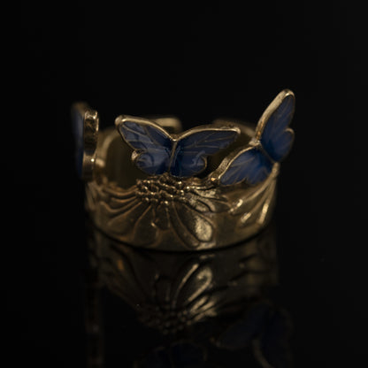 Vintage Enamel Geometric Chic Open Ring