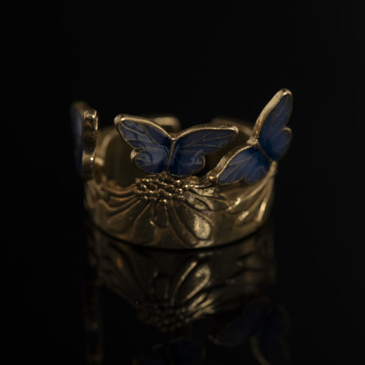 Vintage Enamel Geometric Chic Open Ring