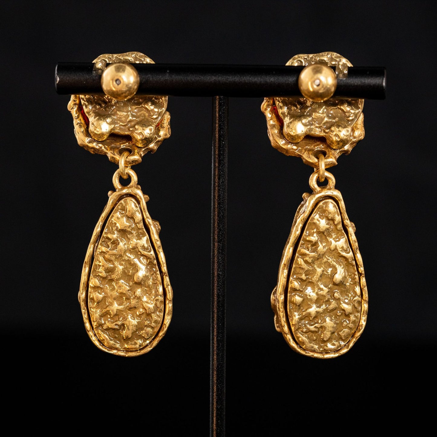 Vintage Enamel Leaf Refined Earrings Handcrafted Design