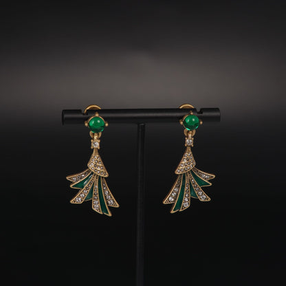 Vintage Enamel Leaf Refined Handcrafted Earrings Timeless Style