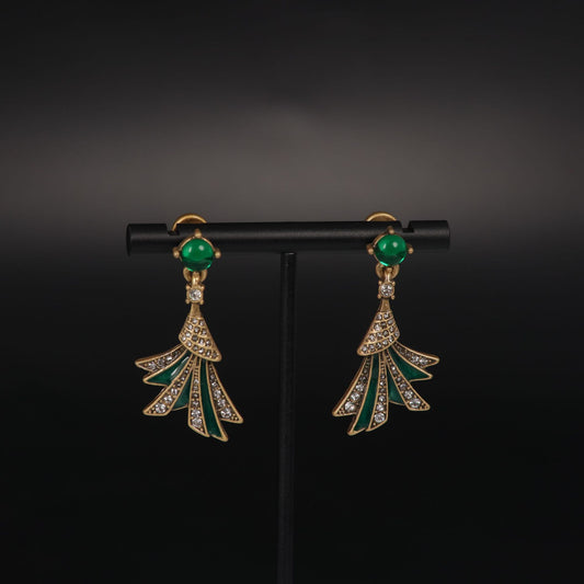 Vintage Enamel Leaf Refined Handcrafted Earrings Timeless Style