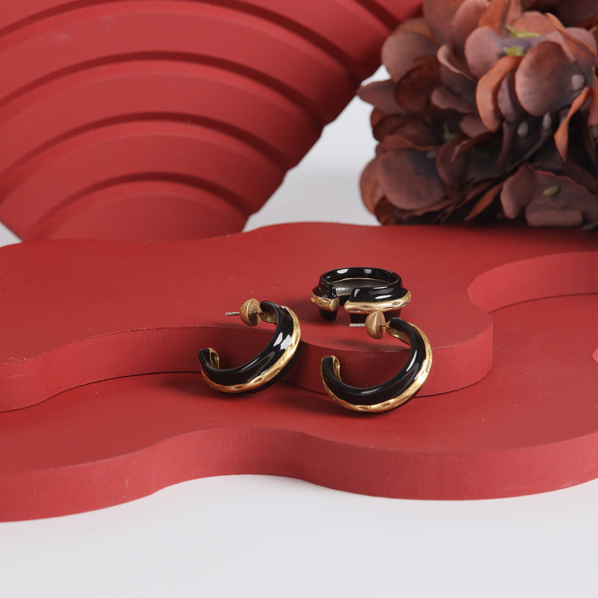 Vintage Enamel Chic Artisan Earrings for Ladies