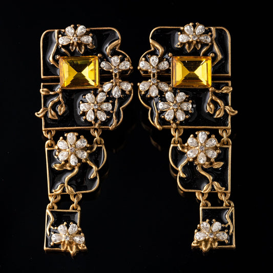 Vintage Artisan Stone Inlay Earrings for Women