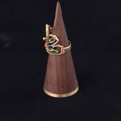 Vintage Enamel Classic Statement Open Ring Timeless Style