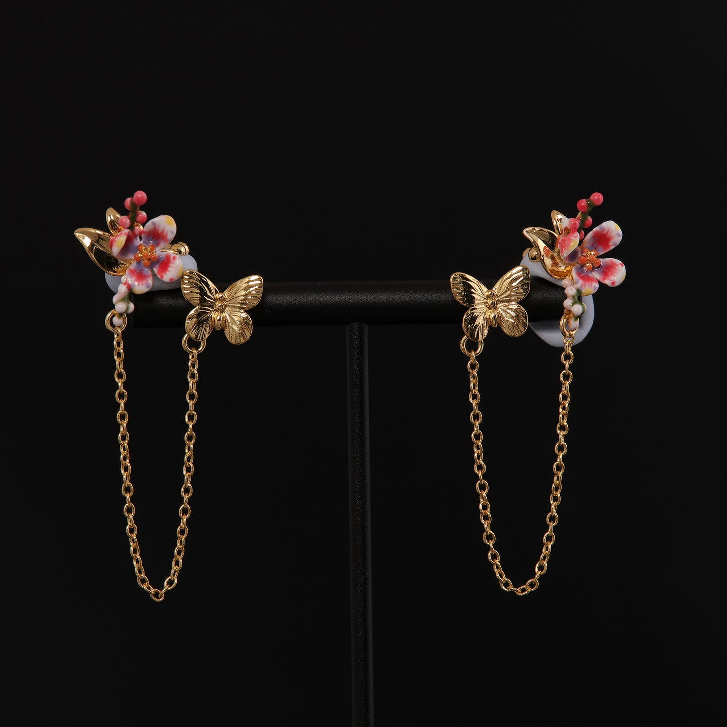 Vintage Enamel Floral Artisan Earrings for Ladies