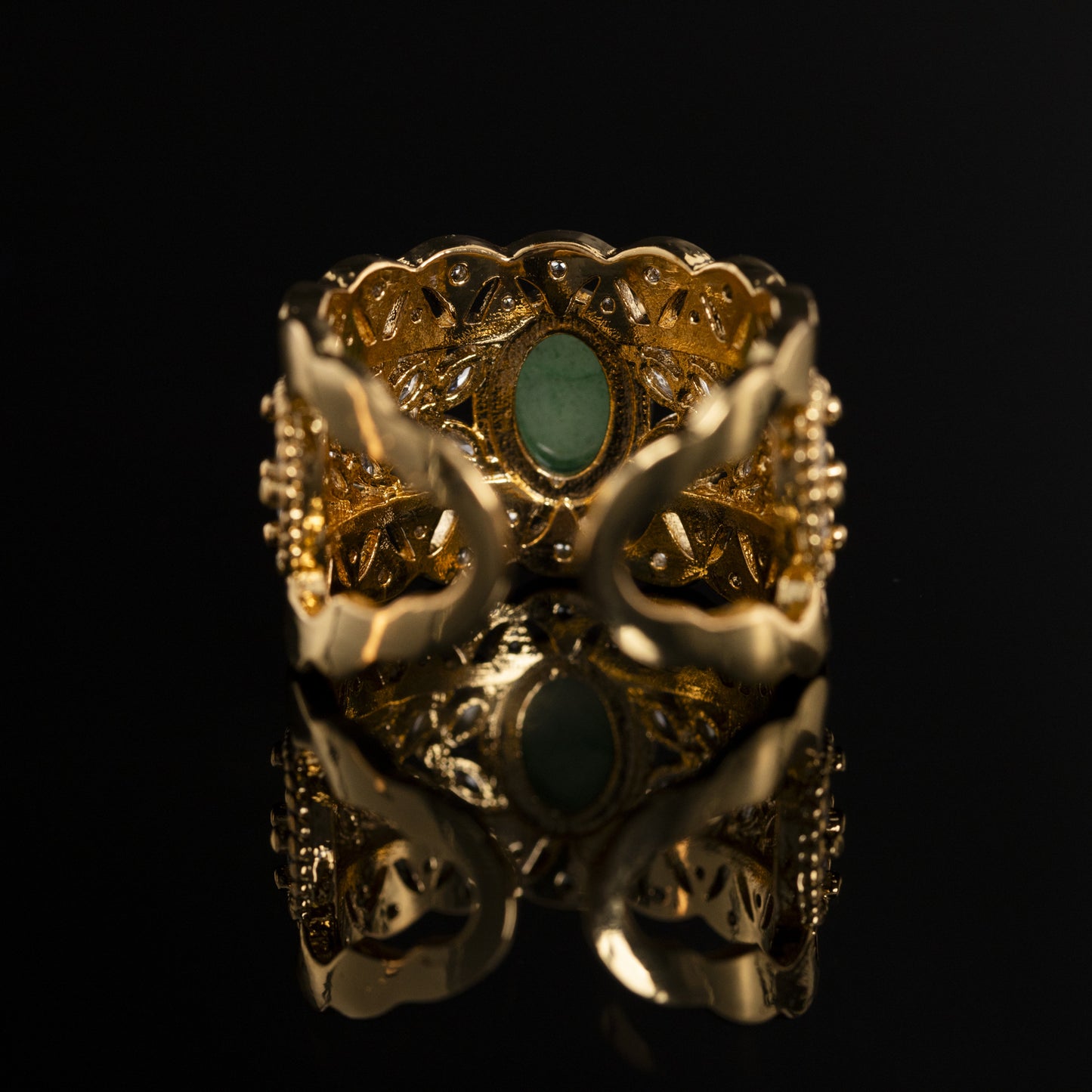 Vintage Natural Stone Geometric Timeless Open Ring Handcrafted Design