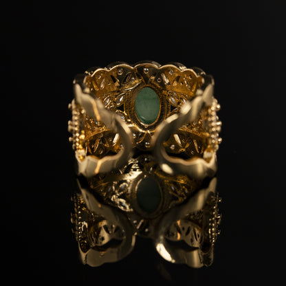 Vintage Natural Stone Geometric Timeless Open Ring Handcrafted Design