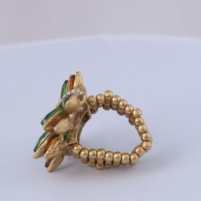 Vintage Leaf Chic Art Deco Open Ring