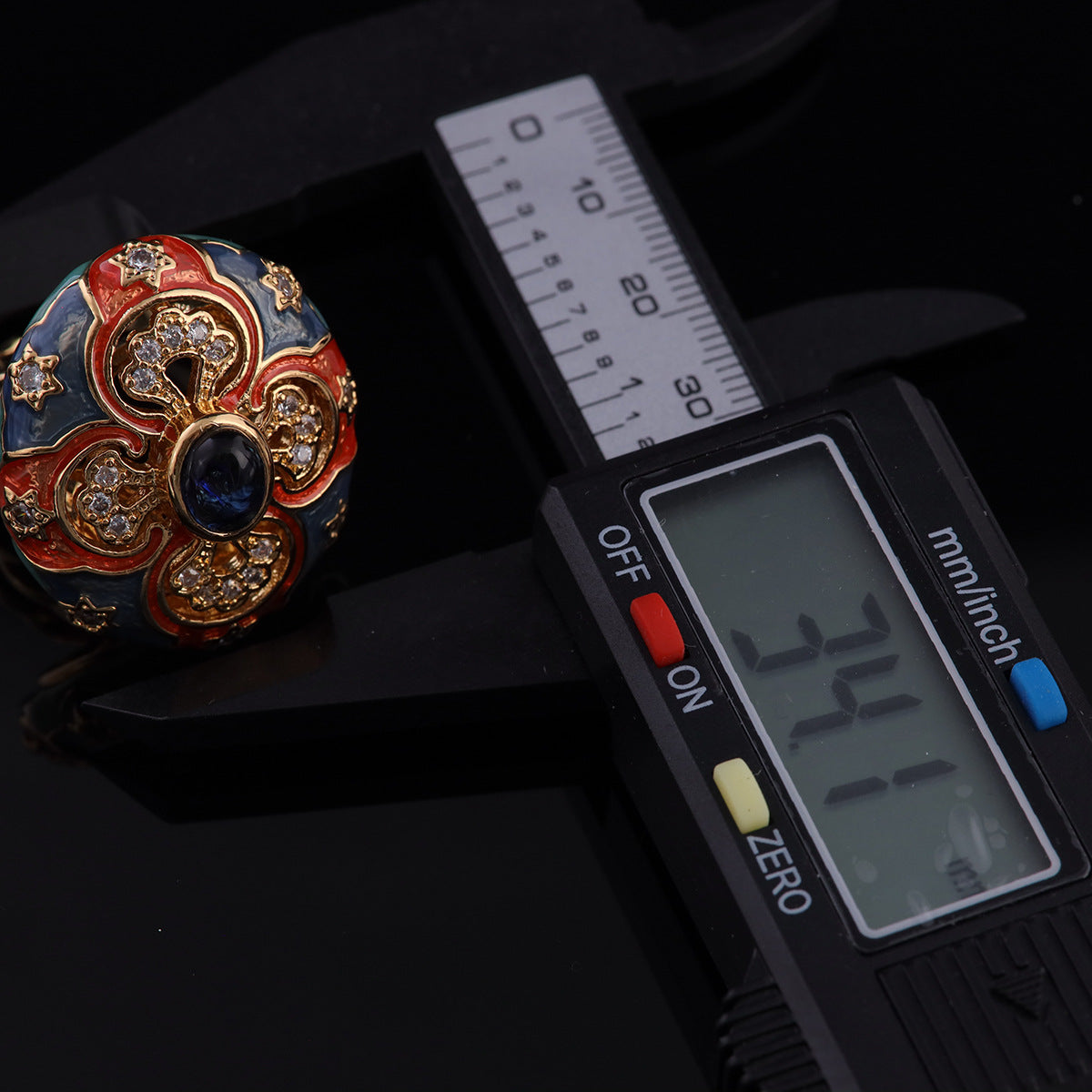 Vintage Enamel Floral Elegant Open Ring Handcrafted Design