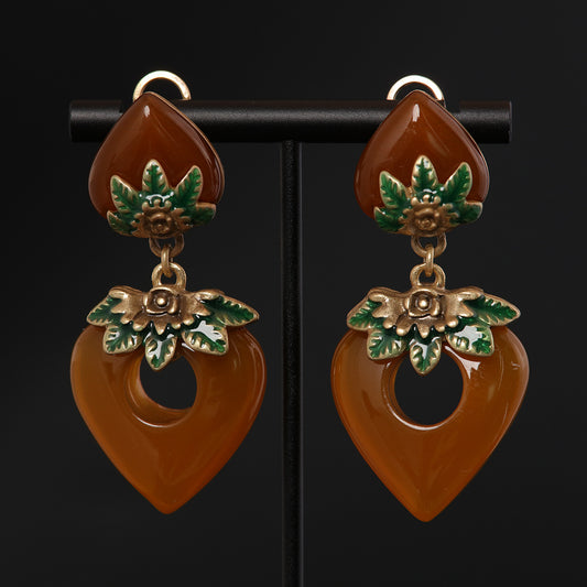 Vintage Heart Artisan Statement Earrings for Women