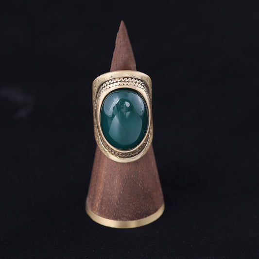 Vintage Agate Geometric Chic Open Ring