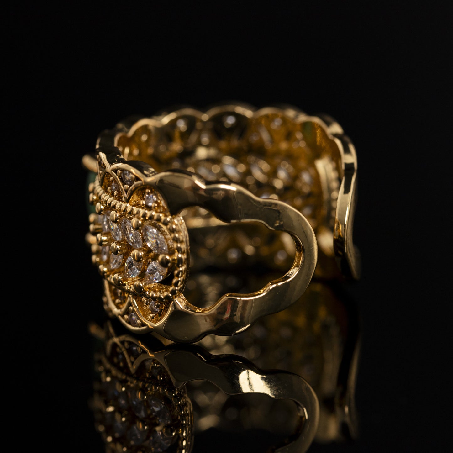 Vintage Natural Stone Geometric Timeless Open Ring Handcrafted Design
