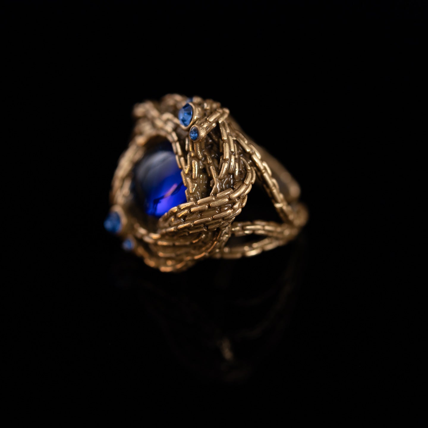 Vintage Crystal Geometric Classic Open Ring Handcrafted Design