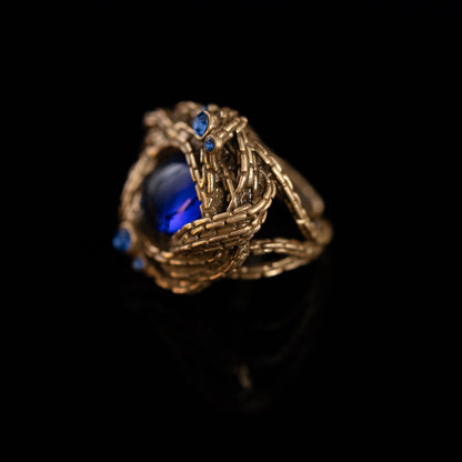 Vintage Crystal Geometric Classic Open Ring Handcrafted Design