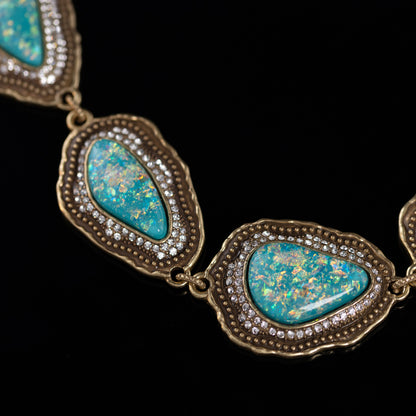 Vintage Refined Stone Inlay Necklace for Ladies