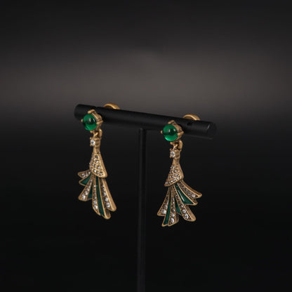 Vintage Enamel Leaf Refined Handcrafted Earrings Timeless Style