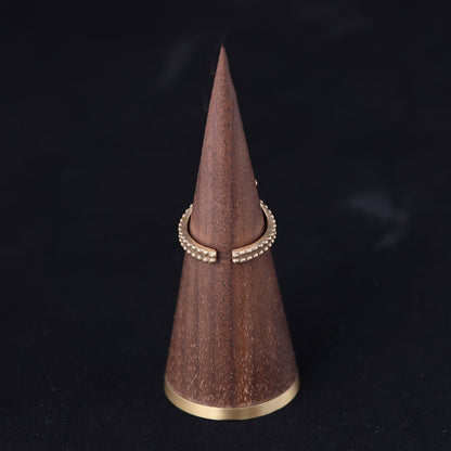 Vintage Natural Stone Geometric Artisan Open Ring Handcrafted Design